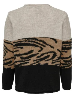 KOGJADE ANIMAL L/S PULLOVER CP KNT - Pumice Stone/