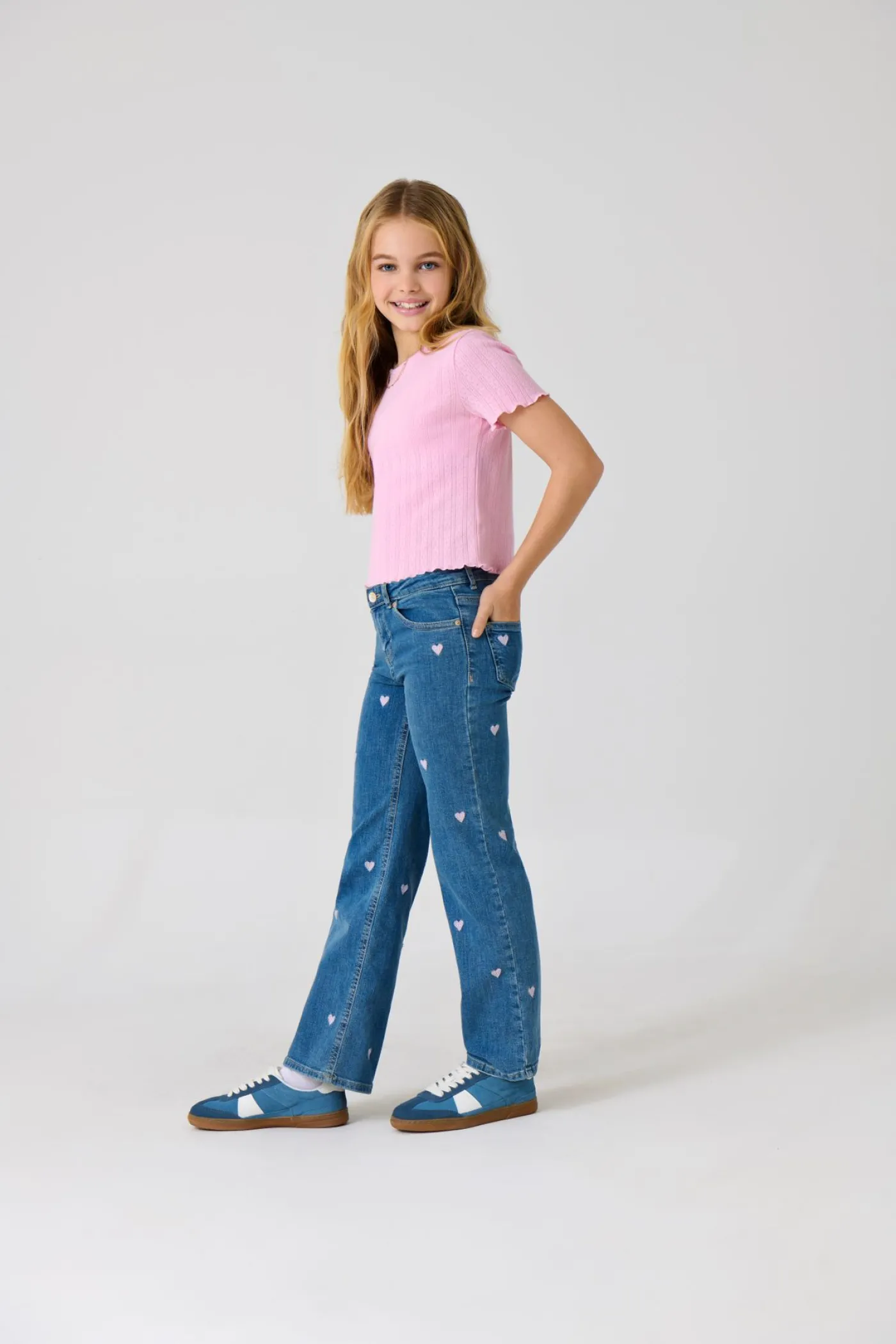 KOGJUICY WIDE LEG HEART EMB JEANS N