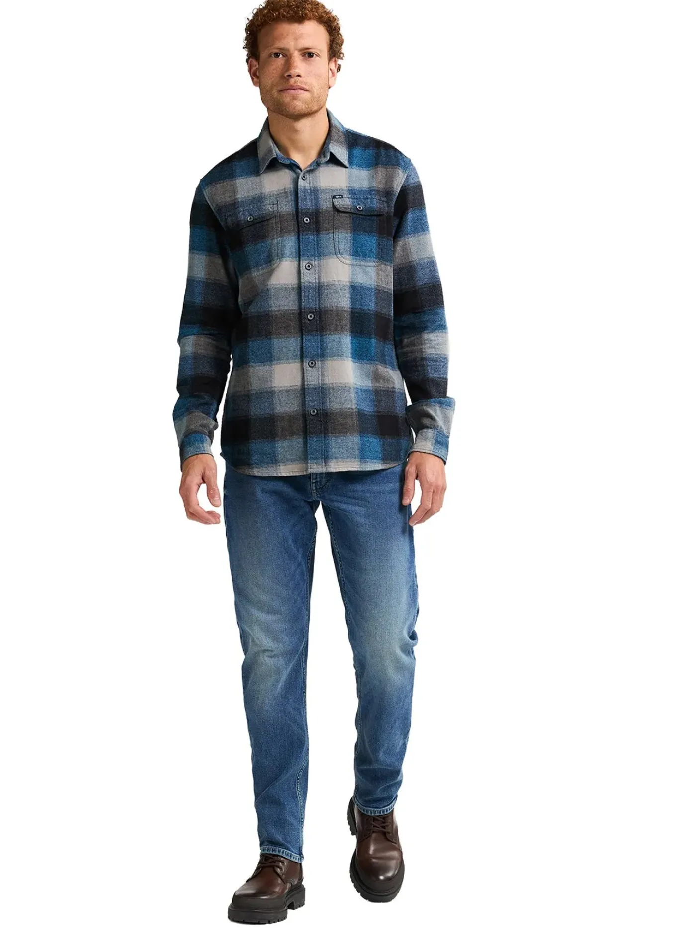 Men Shirt Long Sleeve Check