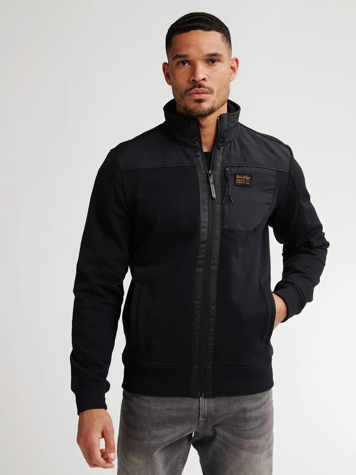 Men Sweater Collar Zip