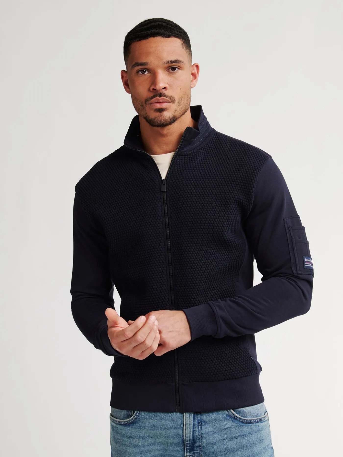 Men Sweater Collar Zip