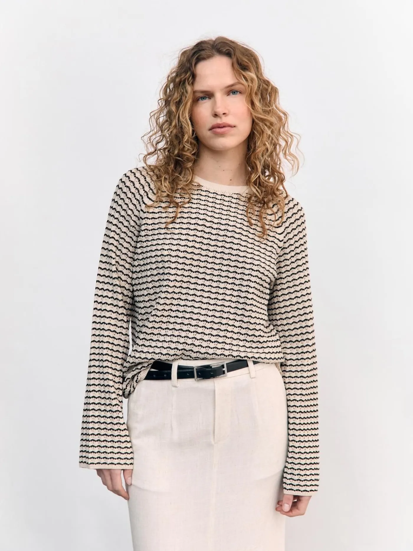 OBJESTER L/S KNIT PATTERN TOP NOOS