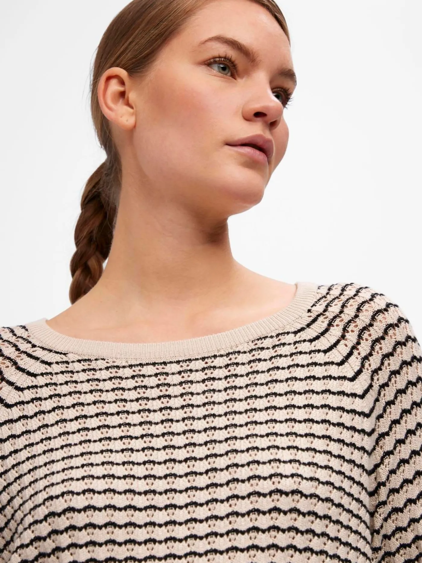 OBJESTER L/S KNIT PATTERN TOP NOOS