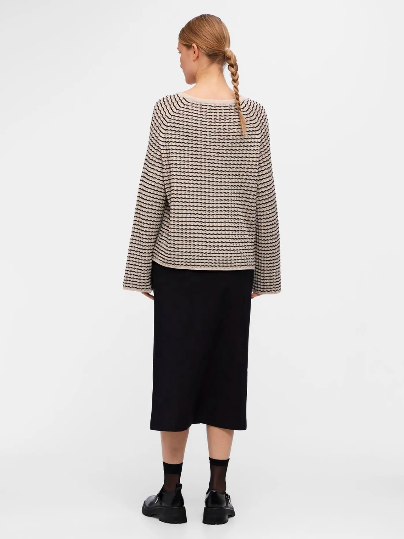 OBJESTER L/S KNIT PATTERN TOP NOOS
