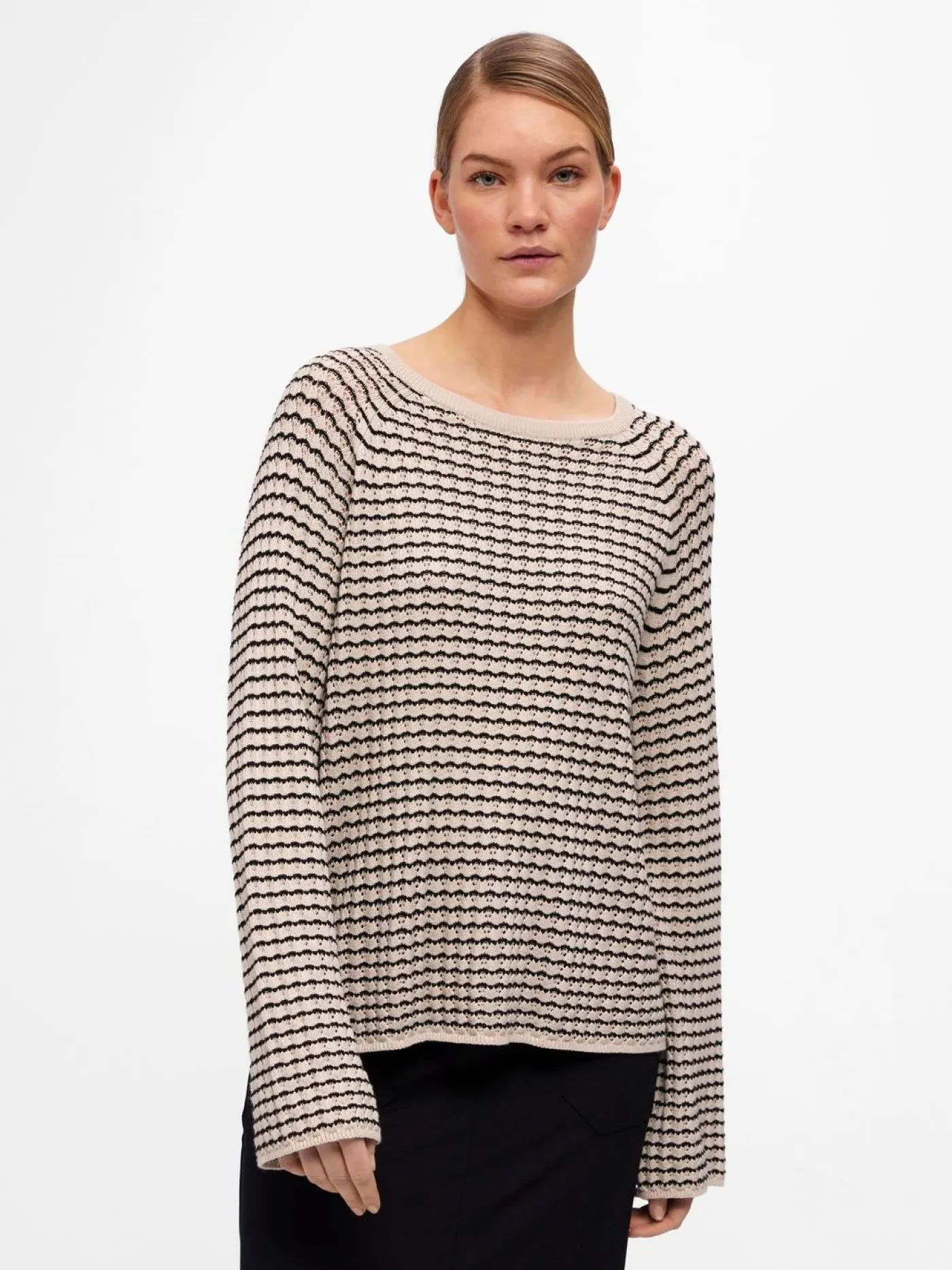 OBJESTER L/S KNIT PATTERN TOP NOOS