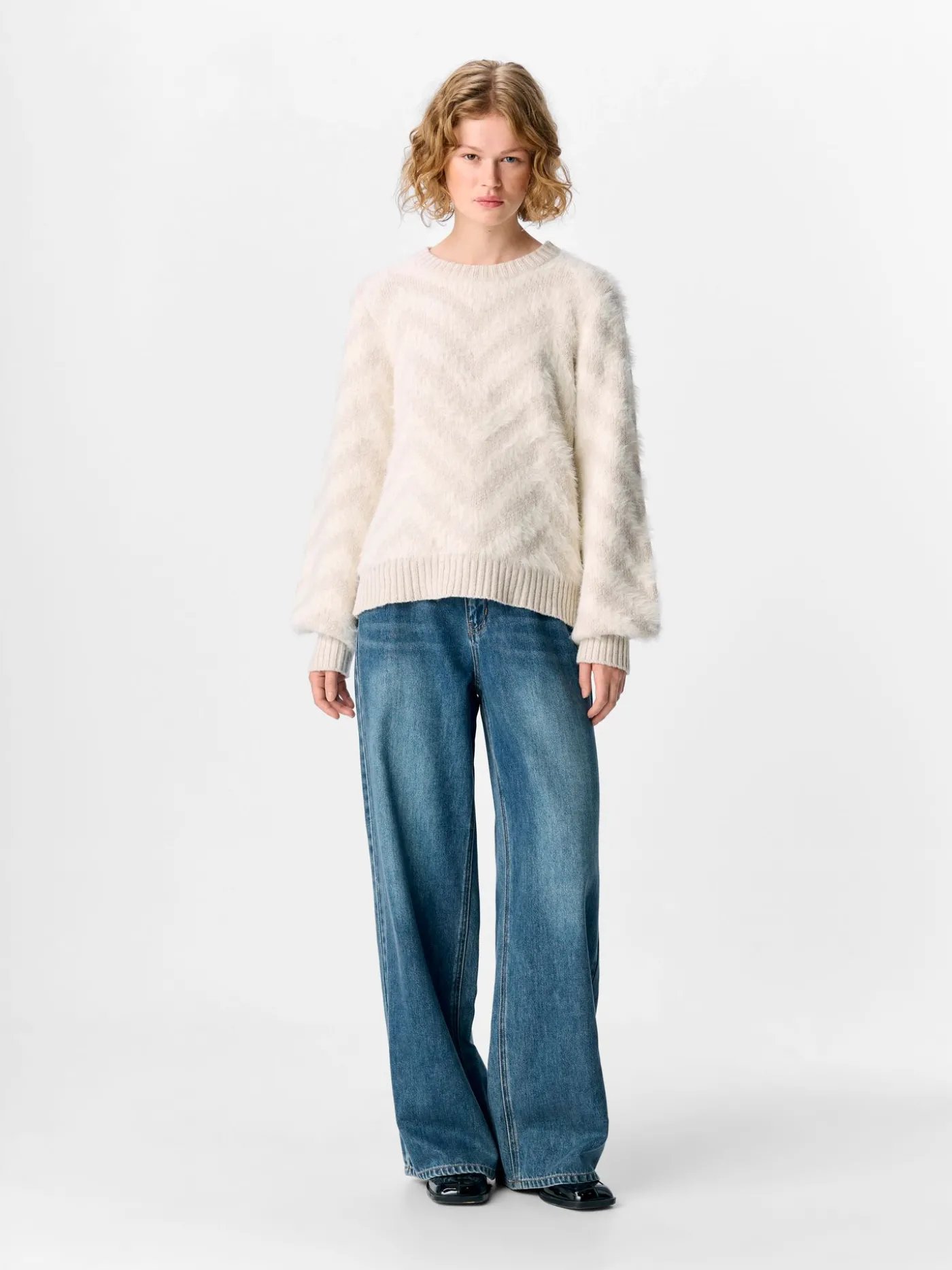 OBJHOLLOW L/S RE KNIT PULLOVER NOOS