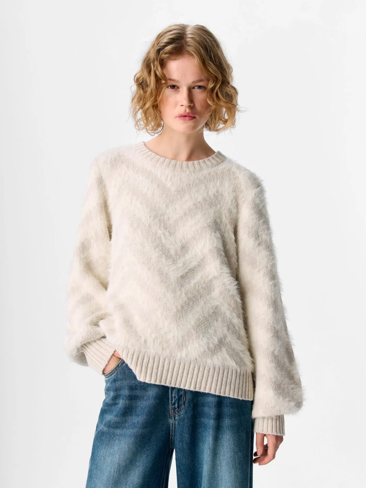 OBJHOLLOW L/S RE KNIT PULLOVER NOOS