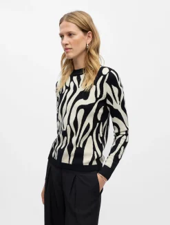 OBJRAY L/S  KNIT PULLOVER AOP NOOS