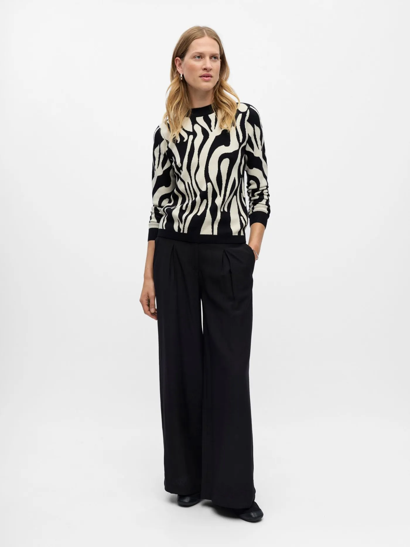 OBJRAY L/S KNIT PULLOVER AOP NOOS