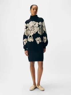 OBJRAY L/S KNIT ROLLNECK DRESS AOP