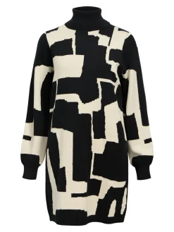 OBJRAY L/S KNIT ROLLNECK DRESS AOP