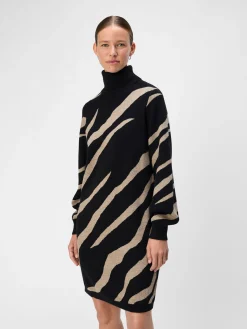 OBJRAY L/S KNIT ROLLNECK DRESS AOP