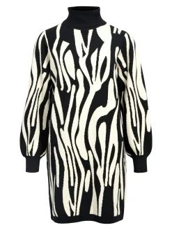 OBJRAY L/S KNIT ROLLNECK DRESS AOP