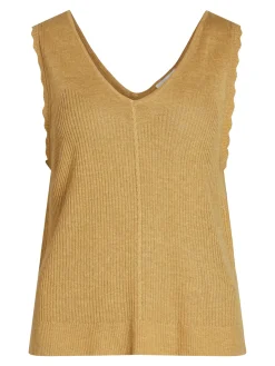 OBJRUTH KNIT S/L TOP PB11 - Cocoon/MEL