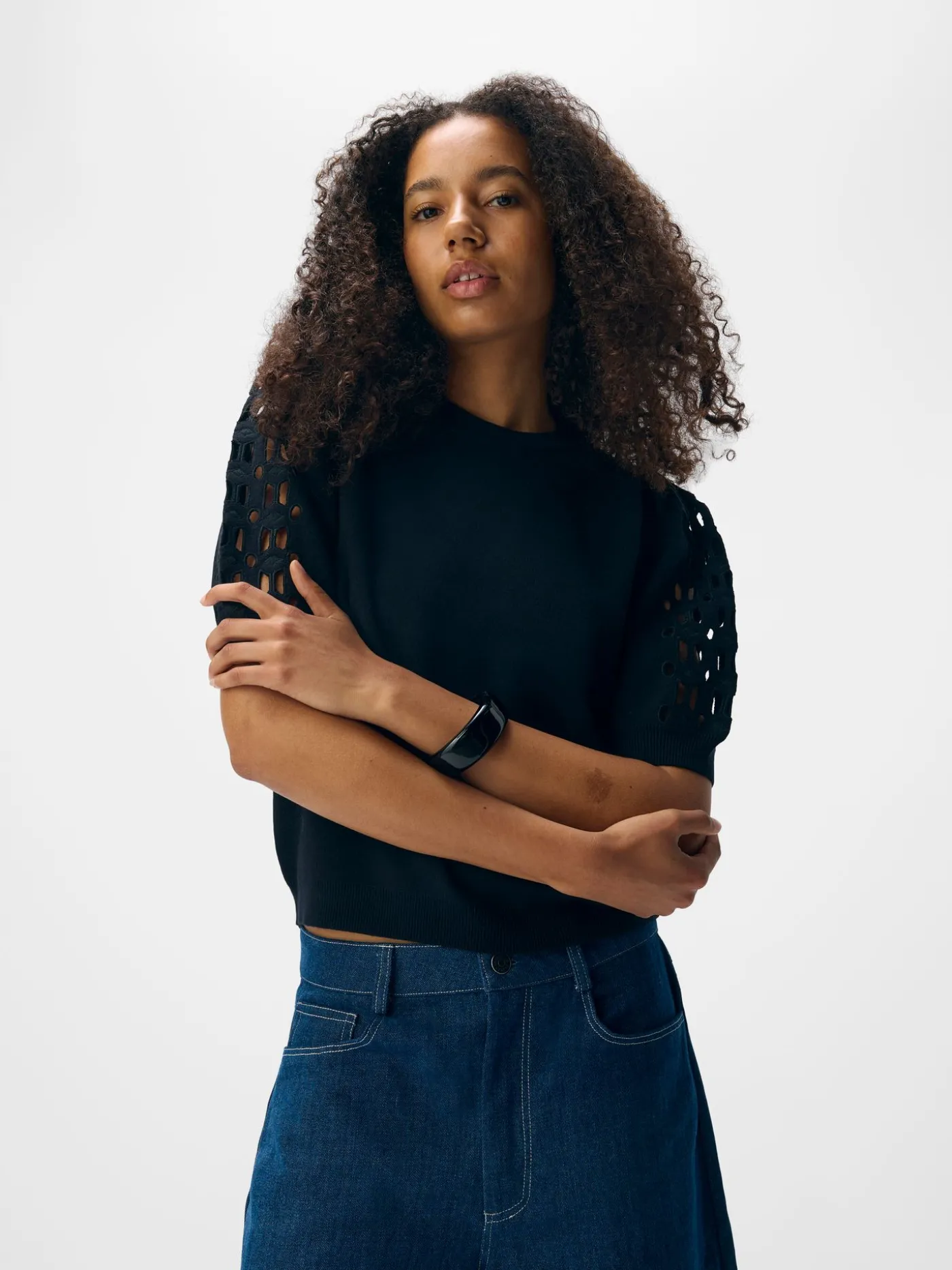 OBJYUKI S/S RE KNIT PULLOVER NOOS