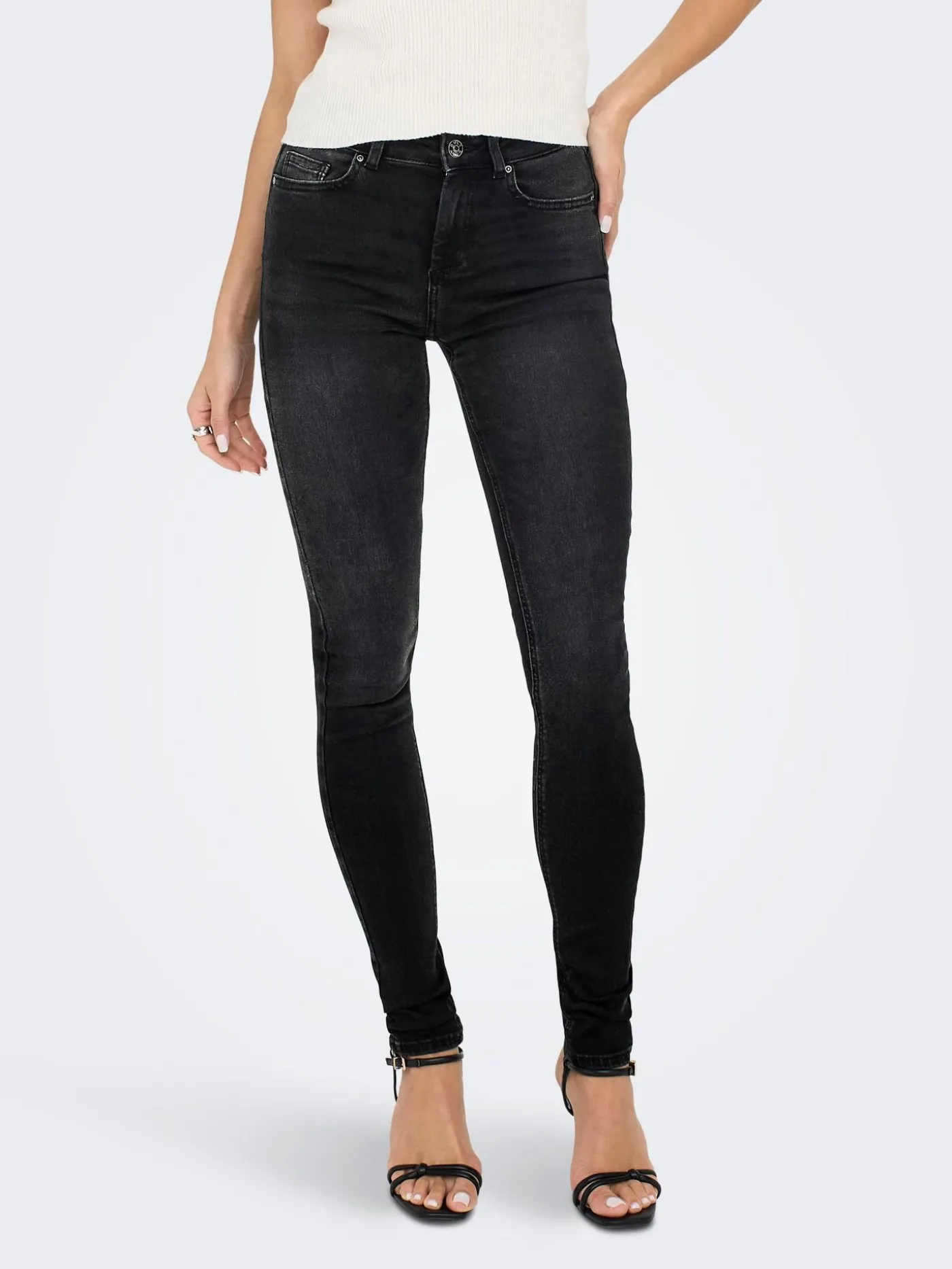 ONLBLUSH LIFE MID SK DNM REA1099 NO - Black Denim/