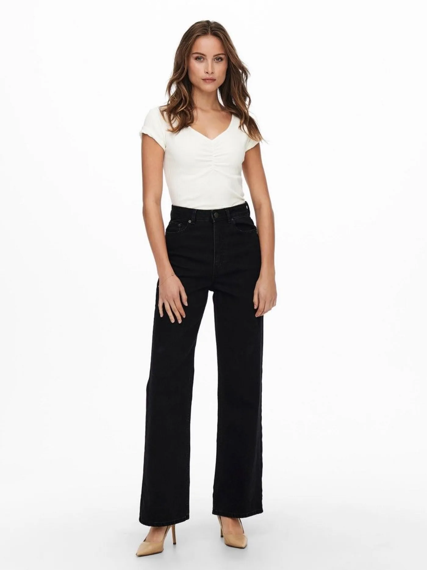 ONLCAMILLE LIFE EX HW WIDE DNM NOOS - Black Denim/