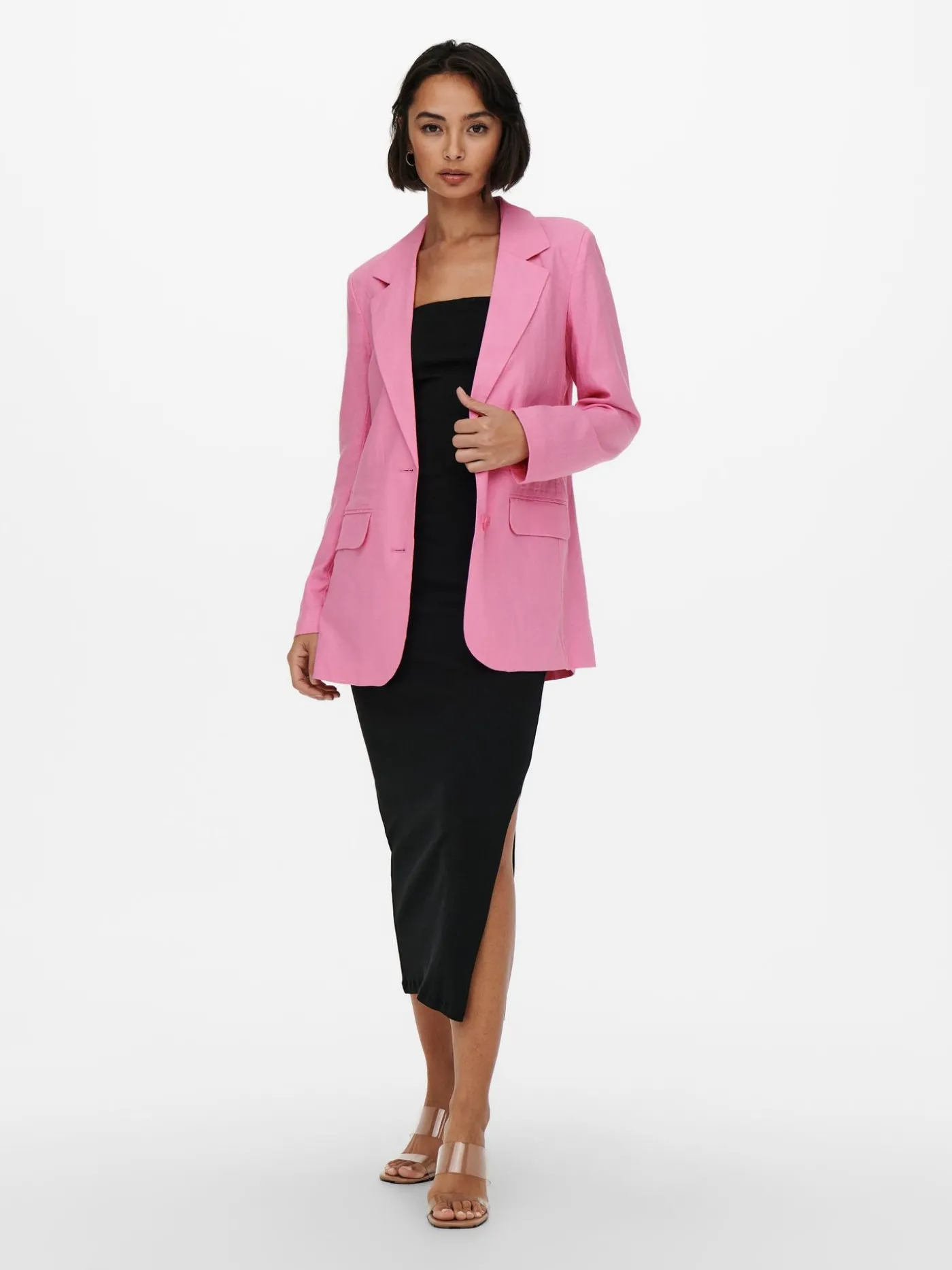 ONLCARO L/S LINEN BLEND OVS BLAZER - Sachet Pink