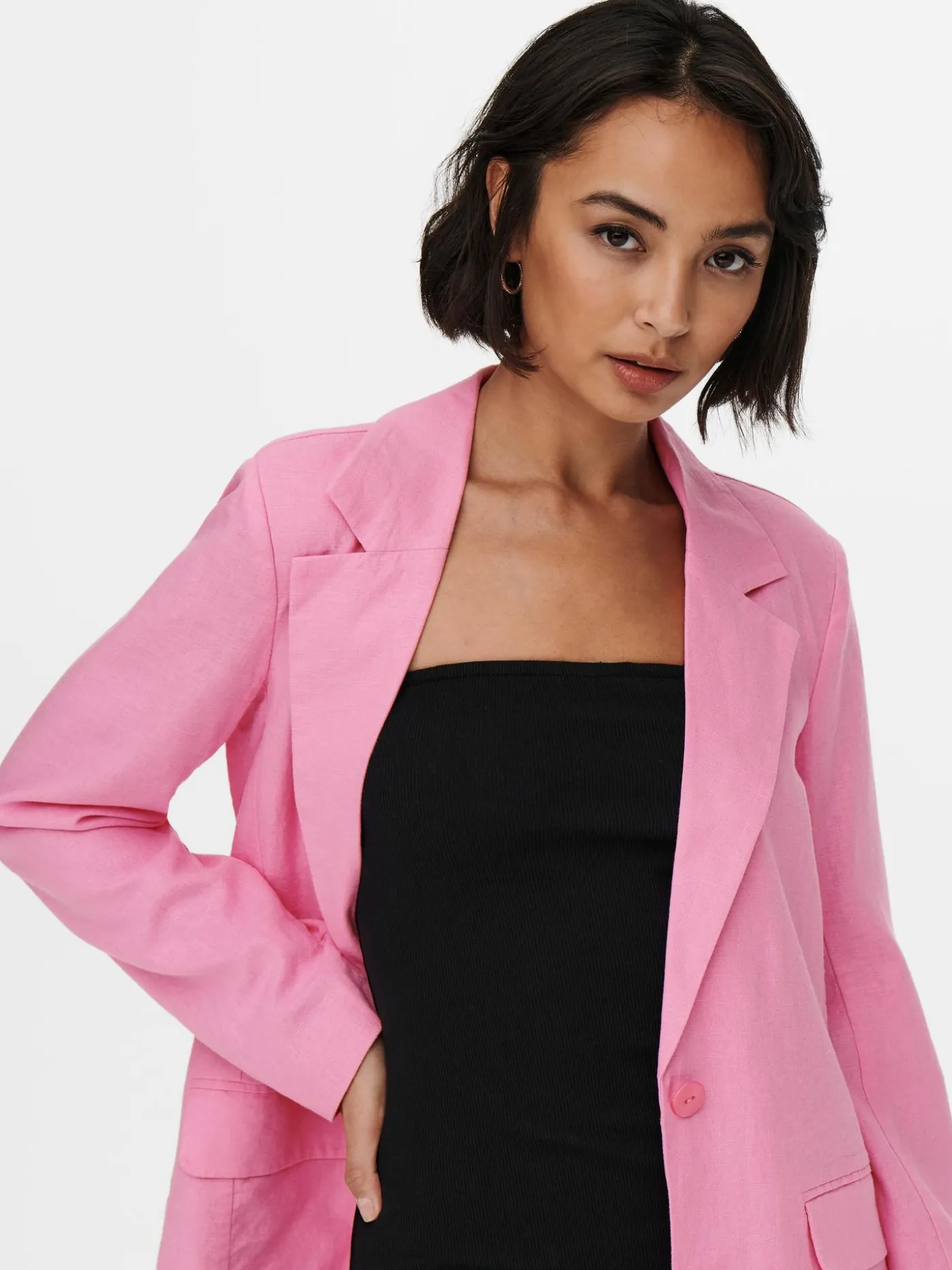 ONLCARO L/S LINEN BLEND OVS BLAZER - Sachet Pink