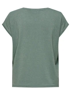 ONLCLAUDIA S/S GLITTER STRIPE TOP J