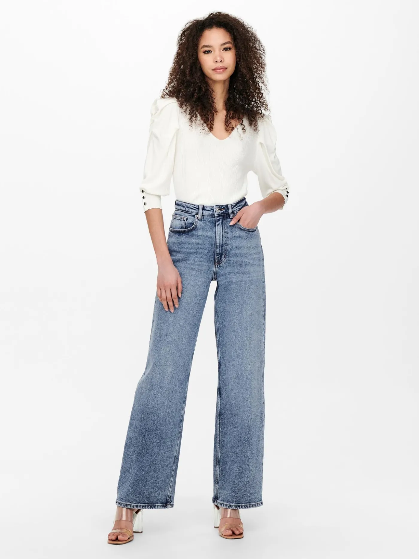 ONLJUICY HW WIDE LEG REA365 NOOS - Medium Blue De