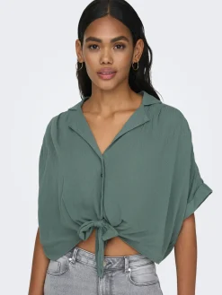 ONLPAULA LIFE S/S TIE SHIRT WVN NOO