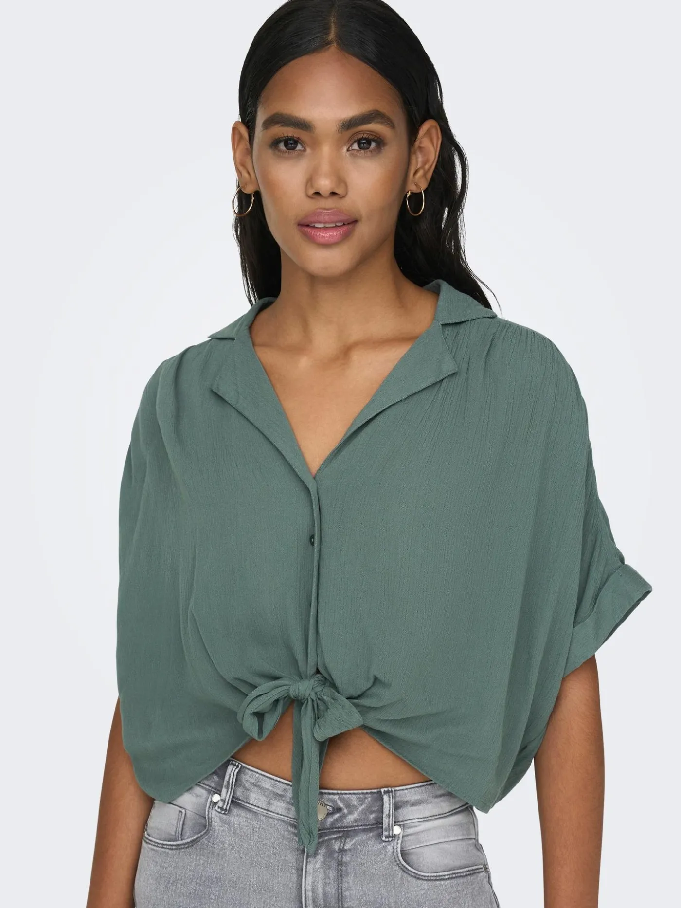 ONLPAULA LIFE S/S TIE SHIRT WVN NOO