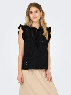 ONLREVA LIFE S/L EMB TOP WVN NOOS