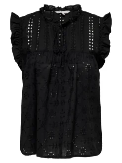 ONLREVA LIFE S/L EMB TOP WVN NOOS