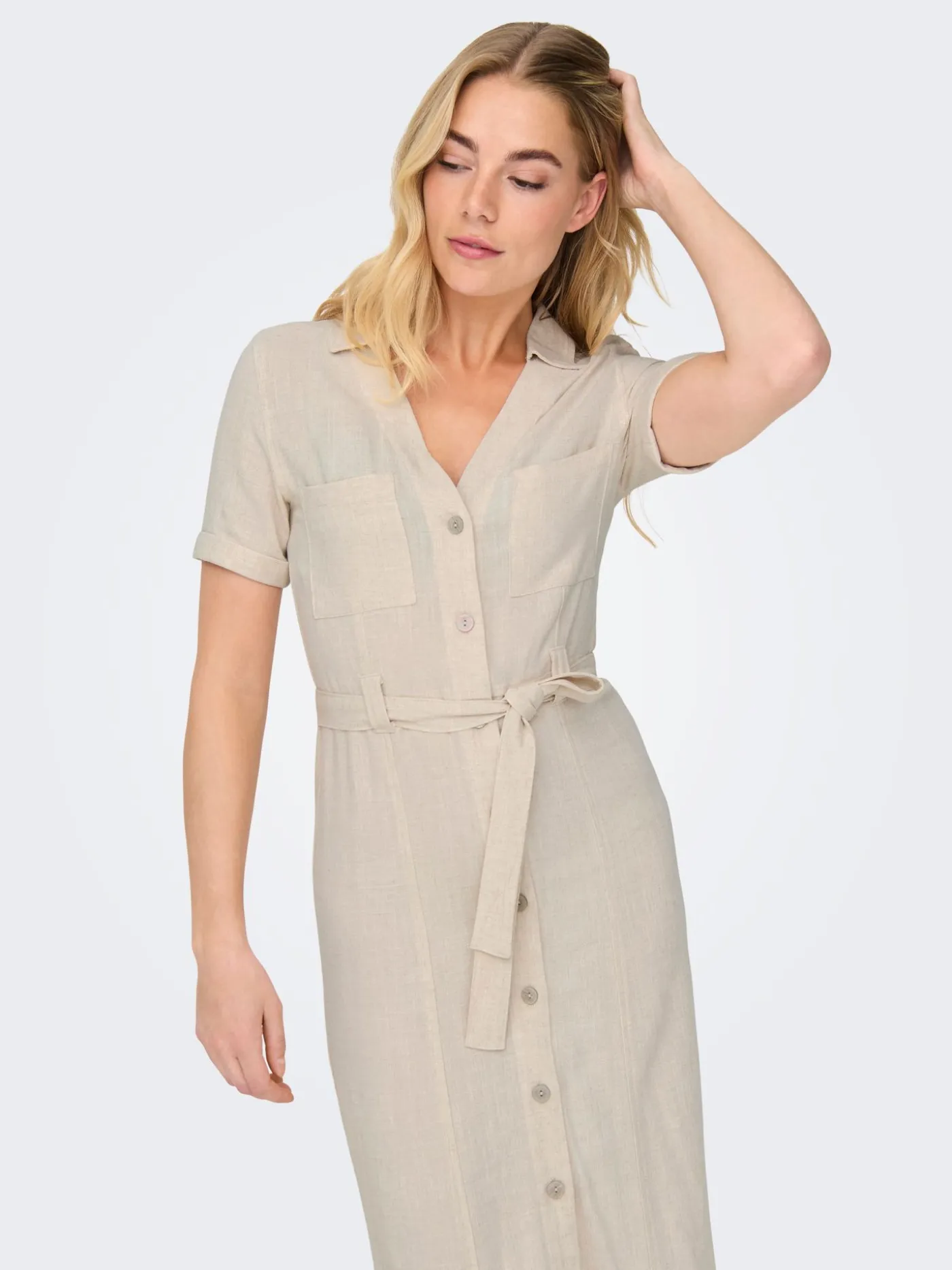 ONLSIESTA SS LIN BL SHIRT DRESS PNT