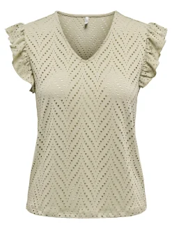 ONLSMILLA S/L V-NECK FRILL TOP JRS
