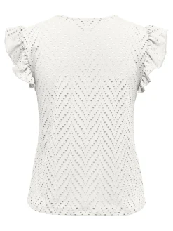ONLSMILLA S/L V-NECK FRILL TOP JRS