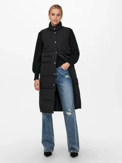 ONLSTACY QUILTED LONG WAISTCOAT OTW - Black