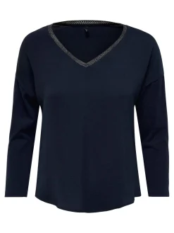 ONLTINNA 3/4 MIX TOP JRS - Night Sky/PALE GOLD LUR