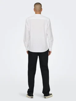 ONSCAIDEN LS SOLID LINEN MAO SHIRT