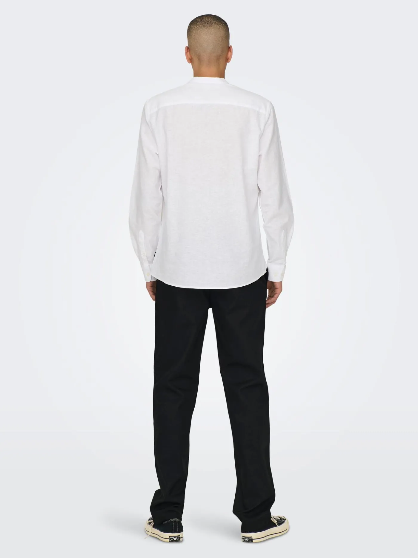 ONSCAIDEN LS SOLID LINEN MAO SHIRT