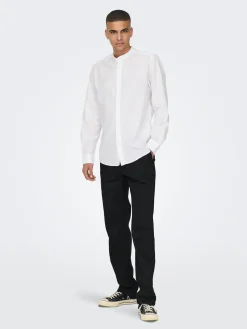 ONSCAIDEN LS SOLID LINEN MAO SHIRT
