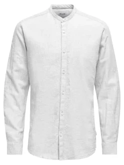 ONSCAIDEN LS SOLID LINEN MAO SHIRT