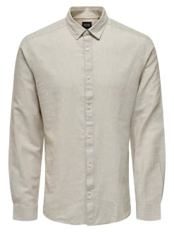 ONSCAIDEN LS SOLID LINEN MAO SHIRT