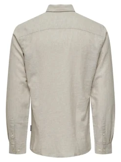 ONSCAIDEN LS SOLID LINEN MAO SHIRT