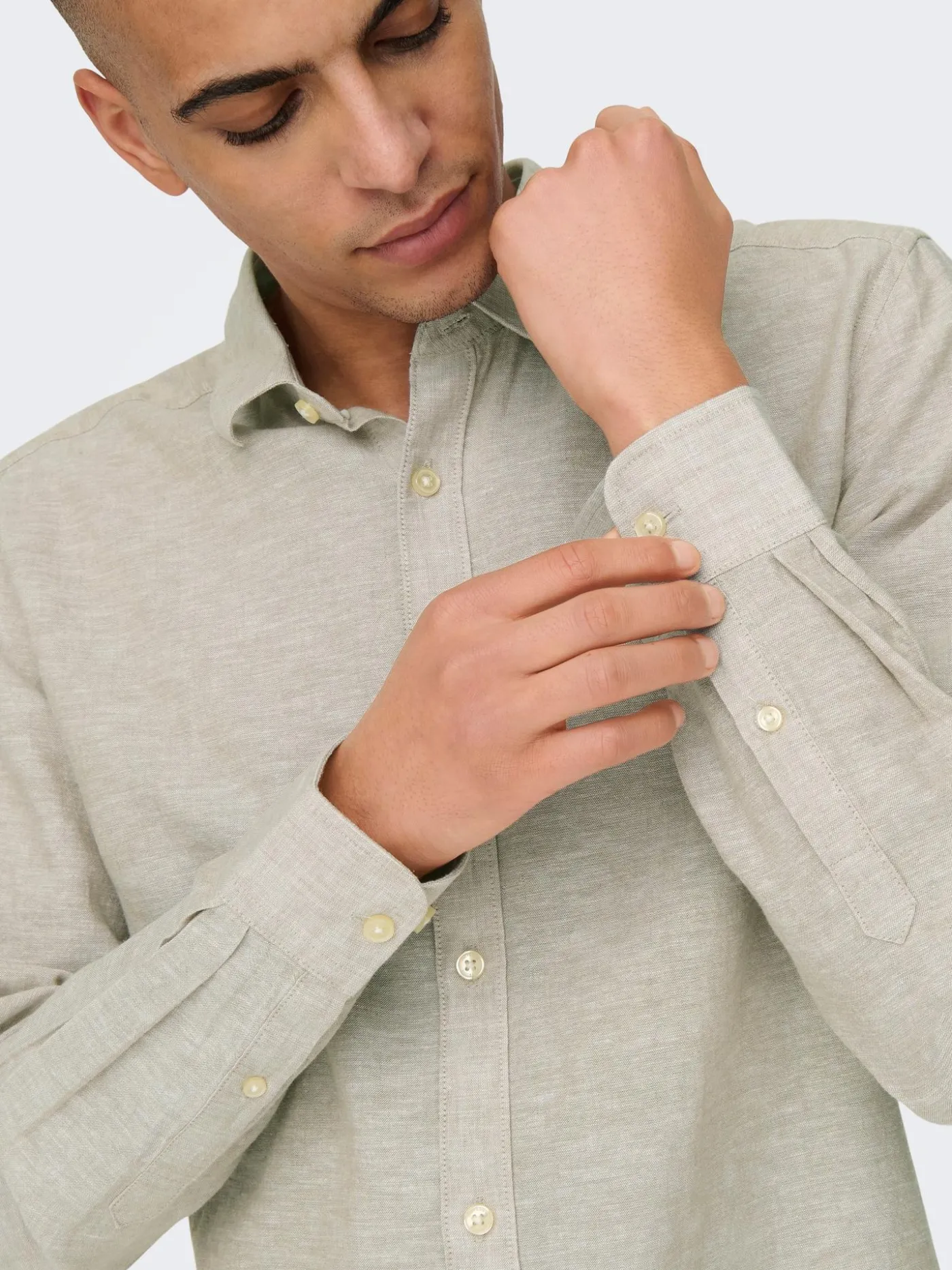ONSCAIDEN LS SOLID LINEN MAO SHIRT