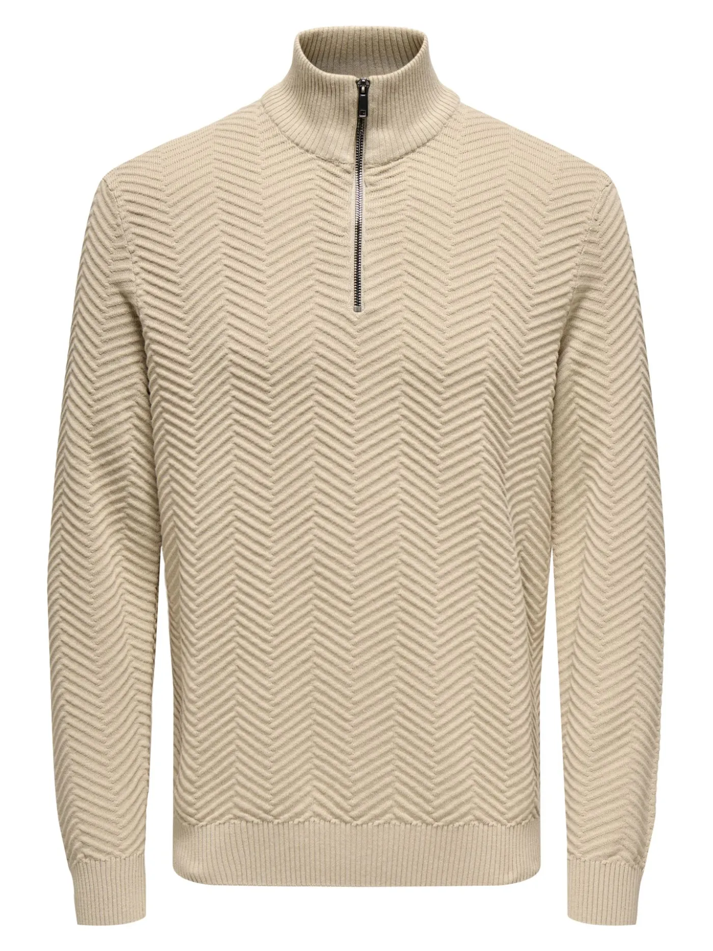 ONSMACE REG HERRINGBONE HALF ZIP KN