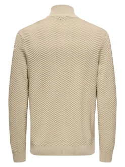 ONSMACE REG HERRINGBONE HALF ZIP KN