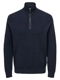 ONSMACE REG HERRINGBONE HALF ZIP KN