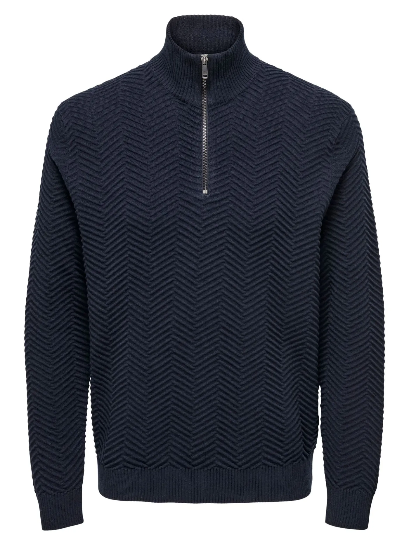 ONSMACE REG HERRINGBONE HALF ZIP KN