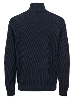 ONSMACE REG HERRINGBONE HALF ZIP KN