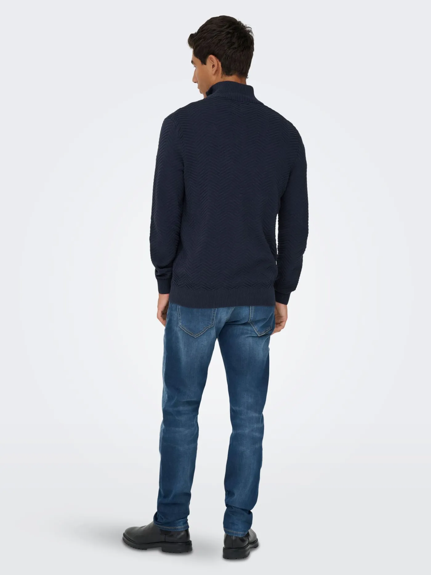 ONSMACE REG HERRINGBONE HALF ZIP KN