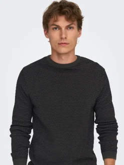 ONSTAPA REG 12 STRUC LS CREW KNIT N