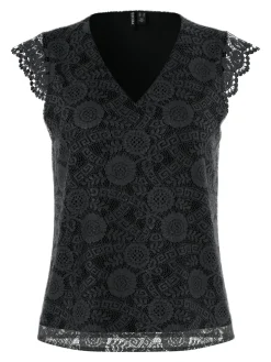 PCOLLINE SL LACE V-NECK TOP WVN NOO