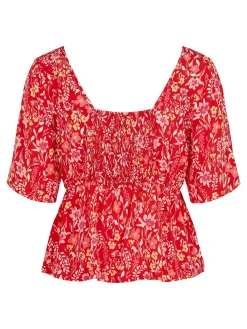 PCSANDY SS TOP BC - Poppy Red/Flower